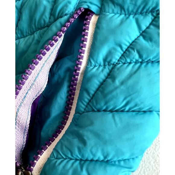 Snozu Puffer Jacket Girl XS 5 / 6 Blue Soft Quilted Warm Cozy Winter Fall Kid - Picture 6 of 11